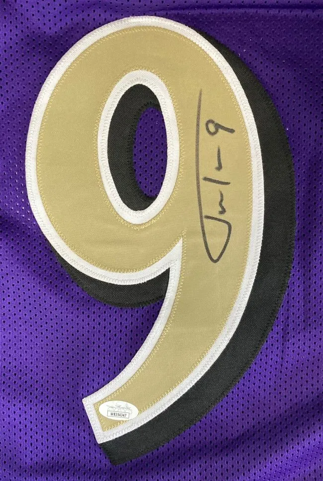 Justin Tucker Baltimore Signed Alternate Purple Football Jersey JSA ITP