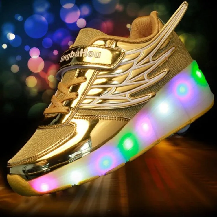 K03 Dual-Function LED Roller Skating Shoes with Mesh Design, Size 34