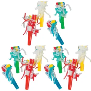 Kicko Colorful Whistle Blowouts with Fringes - 12 Pack - 13 Inch - for Kids, Party Favors