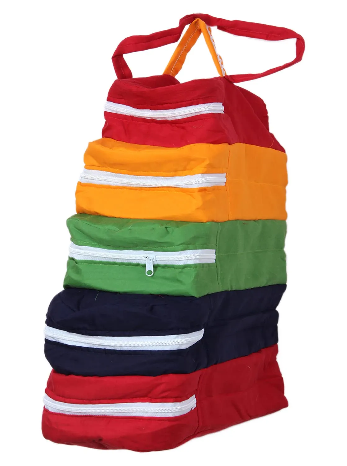 Kuber Industries Multiuses 5-Tier Hanging Cotton Shoe Organizer, Cover, Protector, Travelling Kit (Multicolour), (49KM0475)