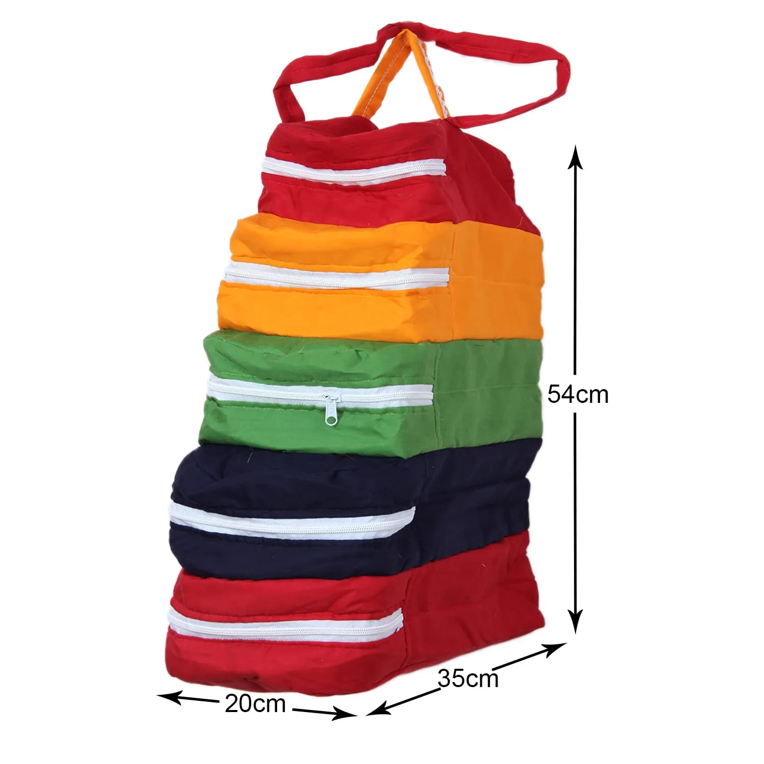 Kuber Industries Multiuses 5-Tier Hanging Cotton Shoe Organizer, Cover, Protector, Travelling Kit (Multicolour), (49KM0475)