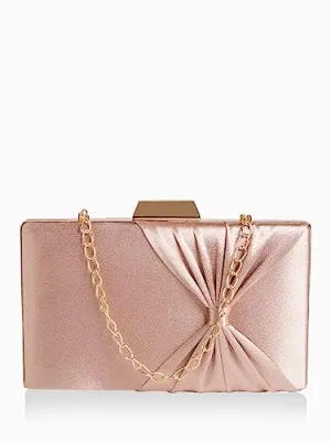 Lavie Women's Bow Frame Clutch Rose Gold Ladies Purse Handbag