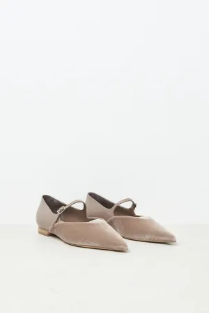 Leather and velvet ballerina flats