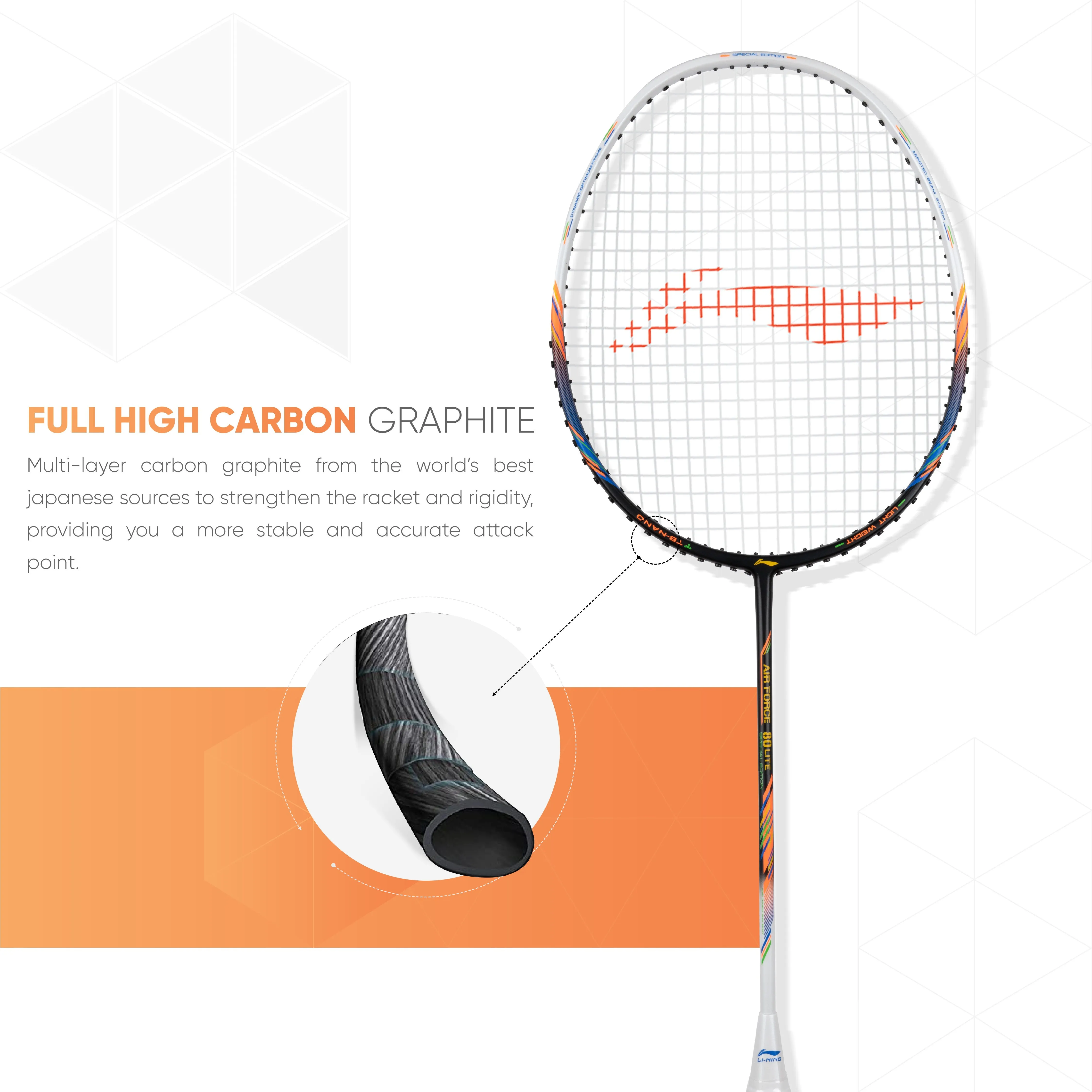 Li-Ning AIR-FORCE 80 LITE Strung Badminton Racquet (Black)