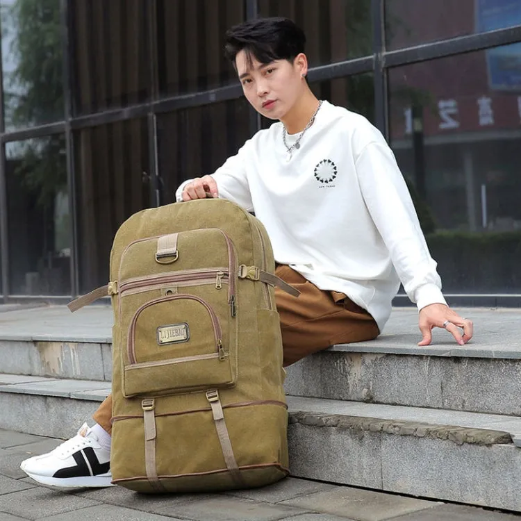 LIJIEBAO Outdoor Shoulder Bag Canvas Durable Travel Backpack Men Retro Casual Computer Bag(Khaki)