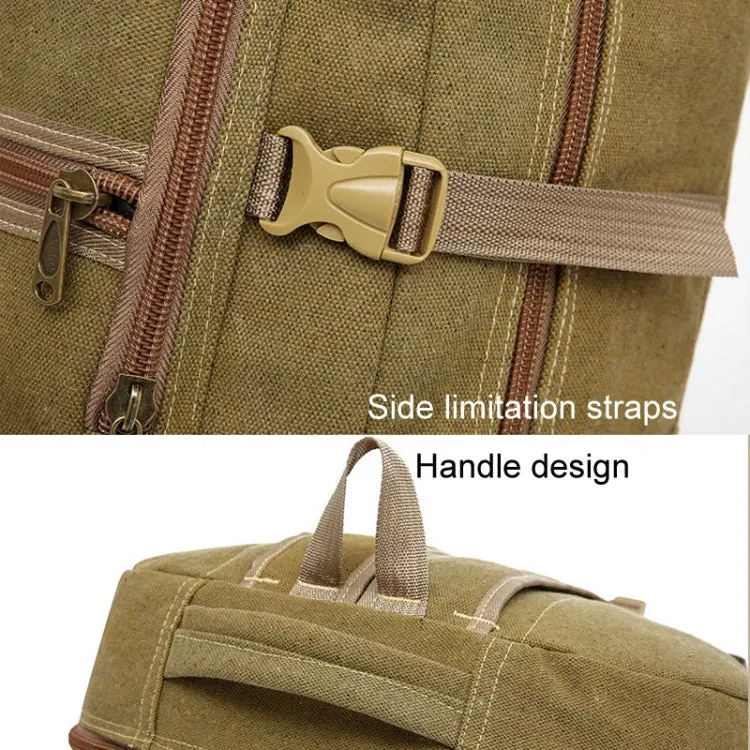 LIJIEBAO Outdoor Shoulder Bag Canvas Durable Travel Backpack Men Retro Casual Computer Bag(Khaki)