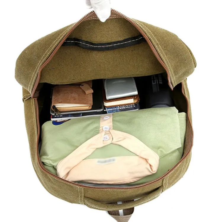 LIJIEBAO Outdoor Shoulder Bag Canvas Durable Travel Backpack Men Retro Casual Computer Bag(Khaki)