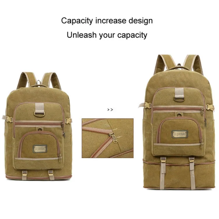 LIJIEBAO Outdoor Shoulder Bag Canvas Durable Travel Backpack Men Retro Casual Computer Bag(Khaki)