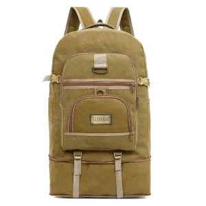 LIJIEBAO Outdoor Shoulder Bag Canvas Durable Travel Backpack Men Retro Casual Computer Bag(Khaki)