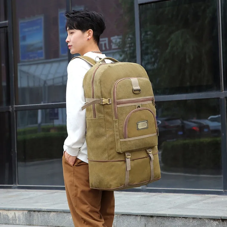 LIJIEBAO Outdoor Shoulder Bag Canvas Durable Travel Backpack Men Retro Casual Computer Bag(Khaki)