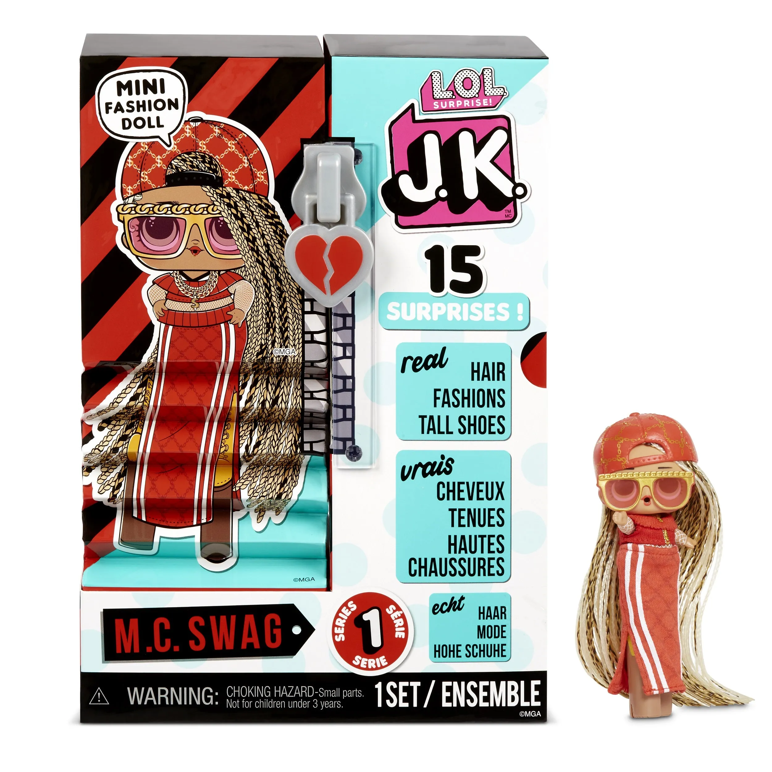 L.O.L. Surprise! JK Mini Fashion Dolls with 15 Surprises -  Pick From Queen Bee, Neon Q.T. and JK Diva