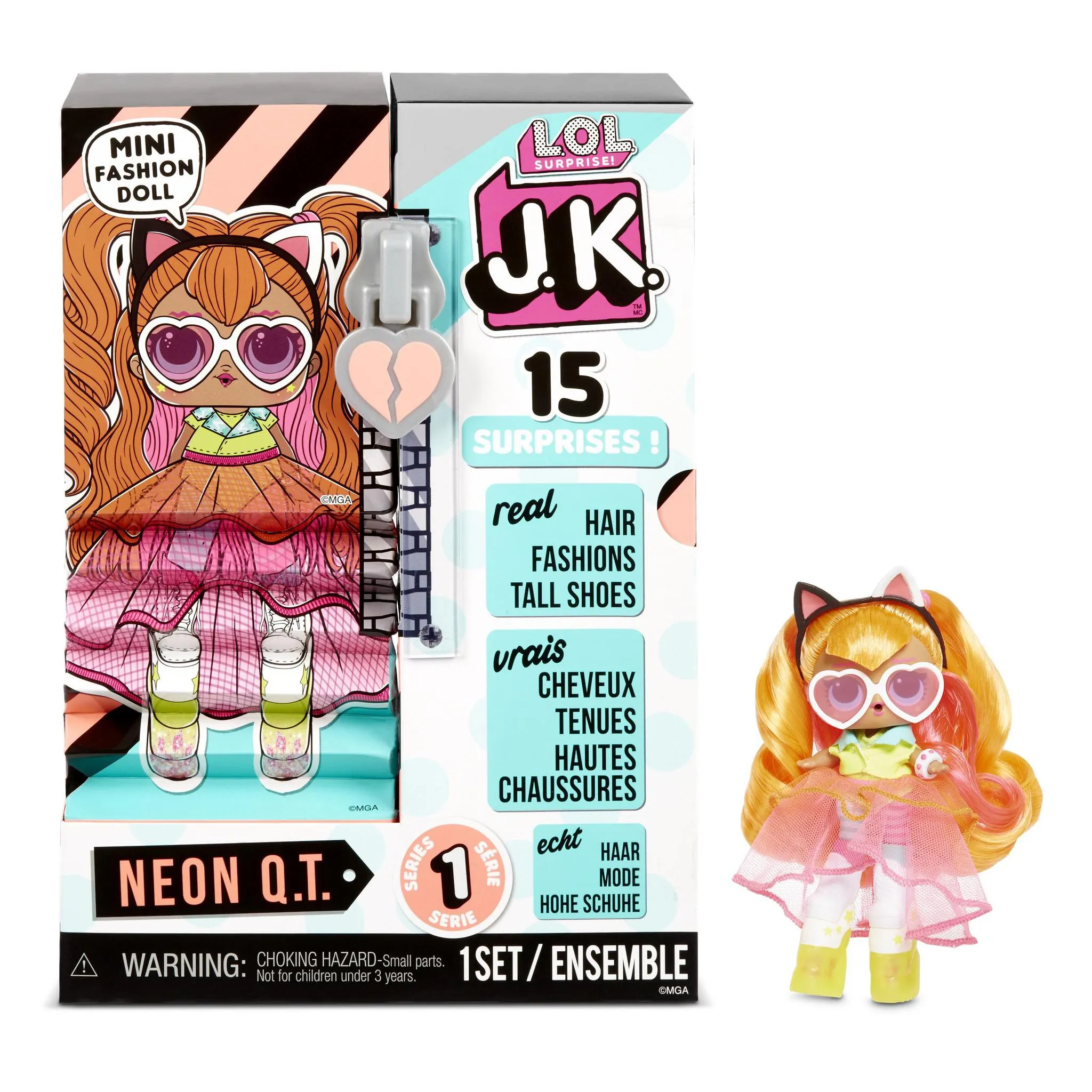 L.O.L. Surprise! JK Mini Fashion Dolls with 15 Surprises -  Pick From Queen Bee, Neon Q.T. and JK Diva