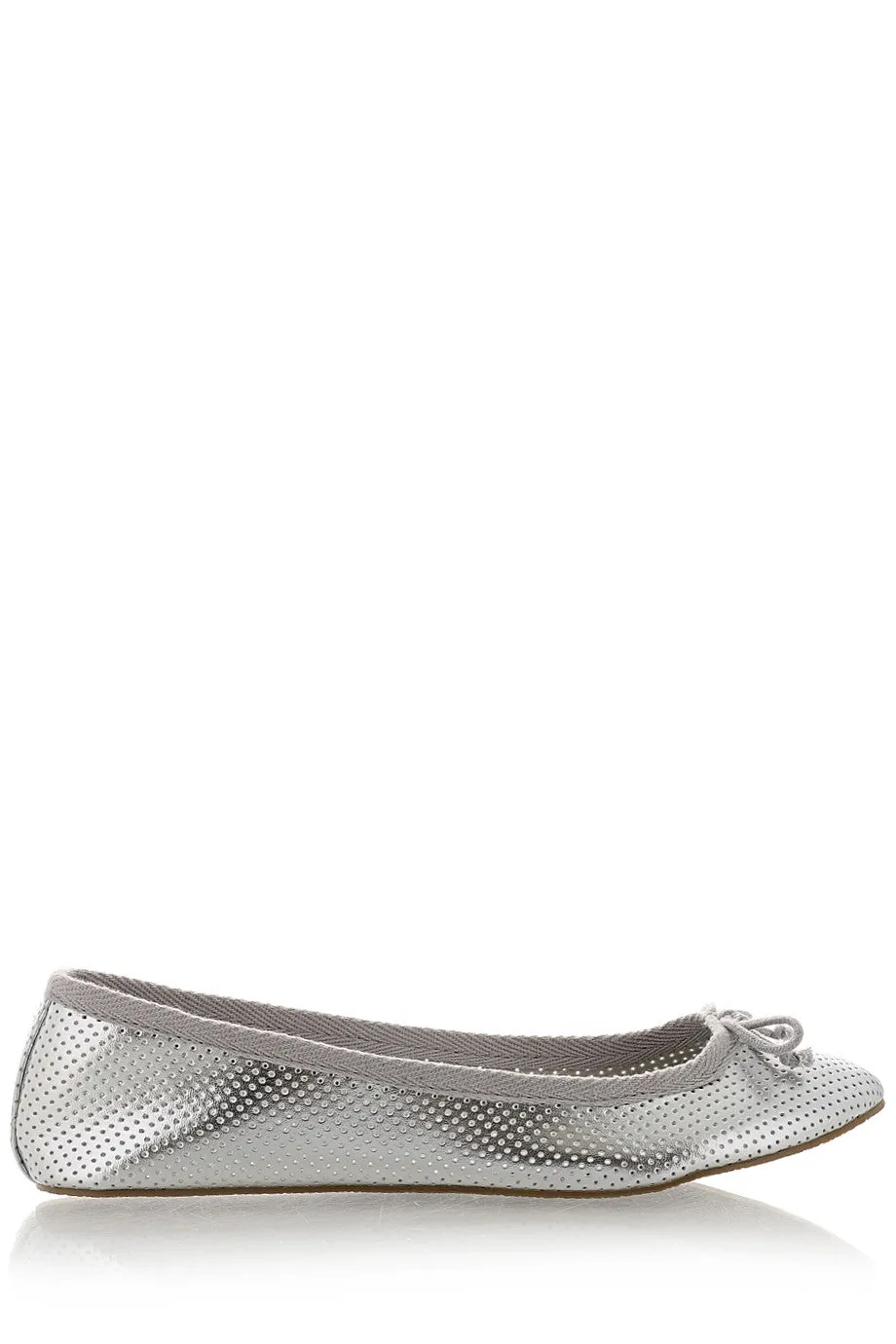 MABLE Silver Perforated Ballerinas