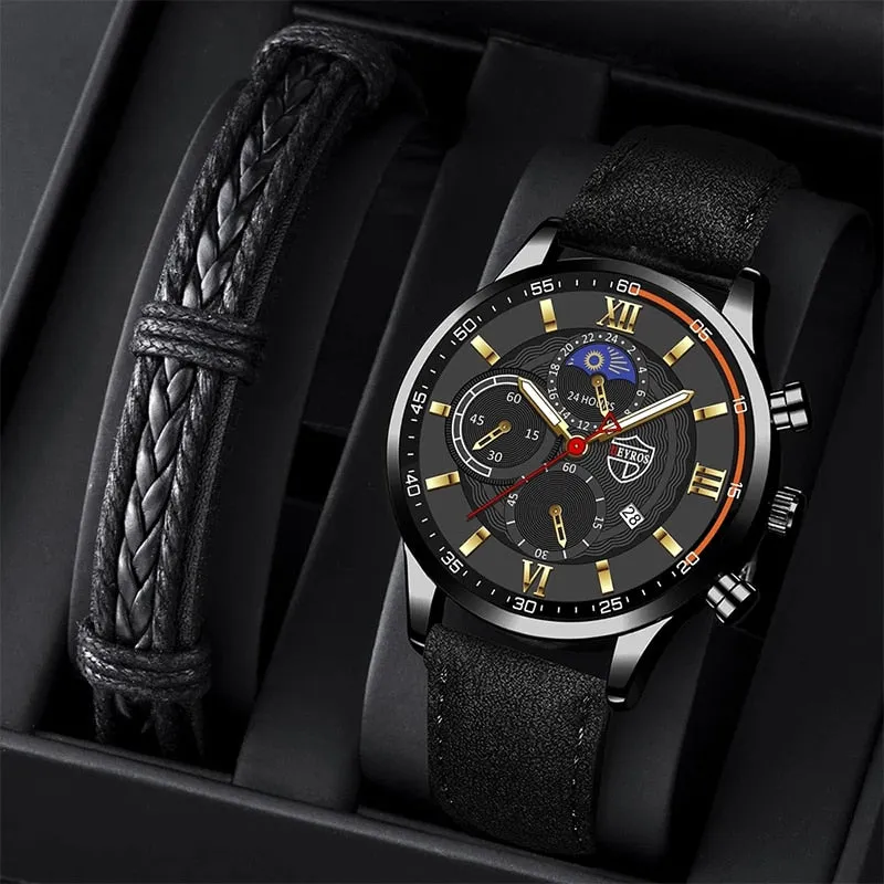 Men Sports Watch Stainless Steel Quartz