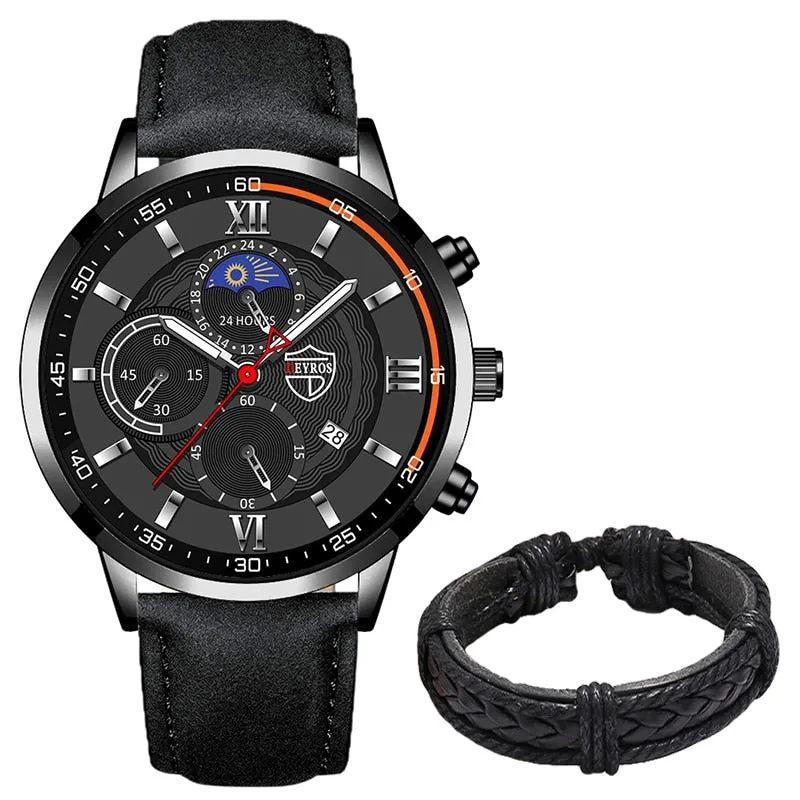 Men Sports Watch Stainless Steel Quartz