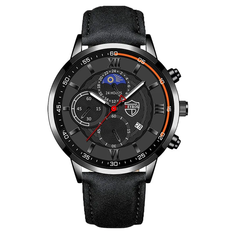 Men Sports Watch Stainless Steel Quartz