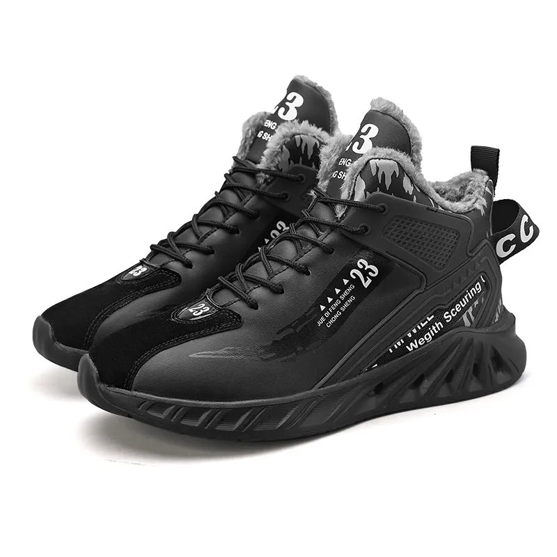 Men's Sneakers Shoes Men's Autumn and Winter Fleece-Lined Warm Casual Shoes