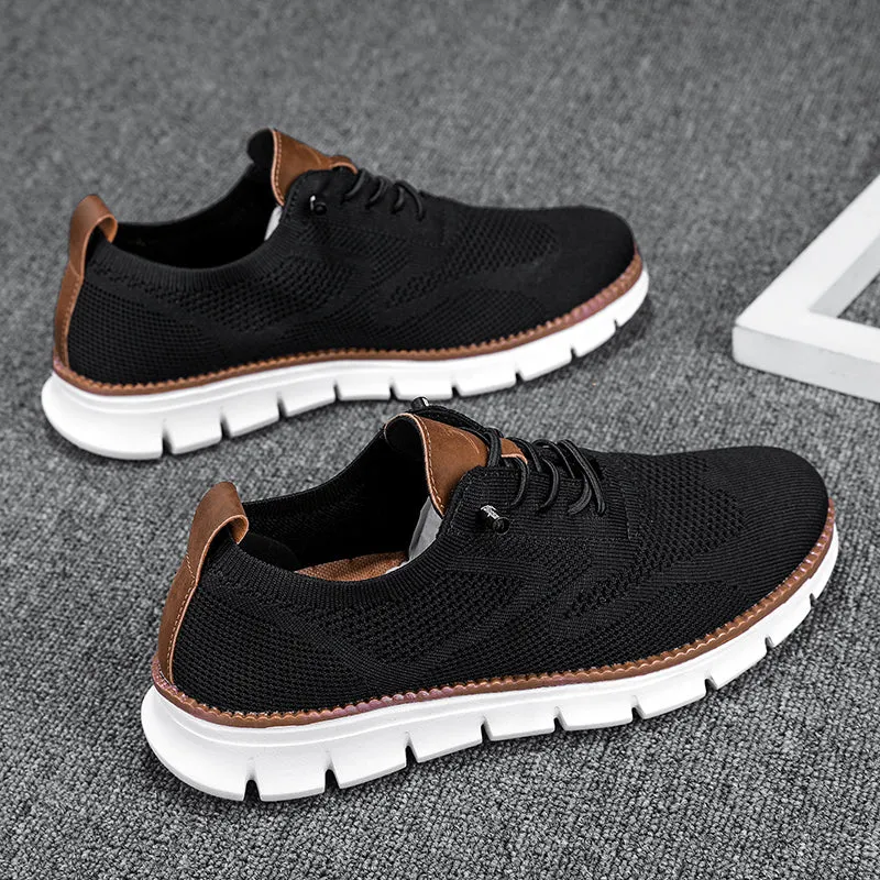 Men's Soft Lightweight Breathable Knit Casual Lace-Up Sneakers