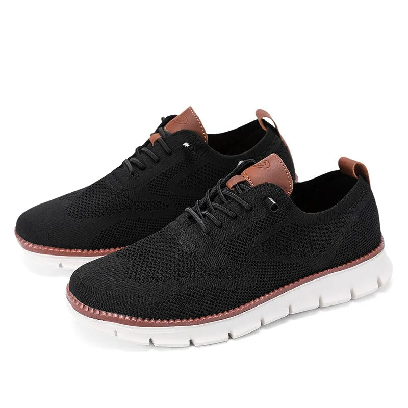 Men's Soft Lightweight Breathable Knit Casual Lace-Up Sneakers