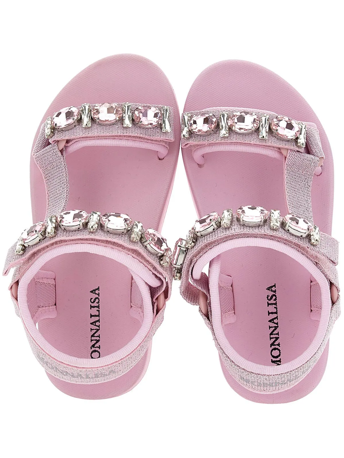 Monnalisa Hi-tech sandals with glam details-Pink