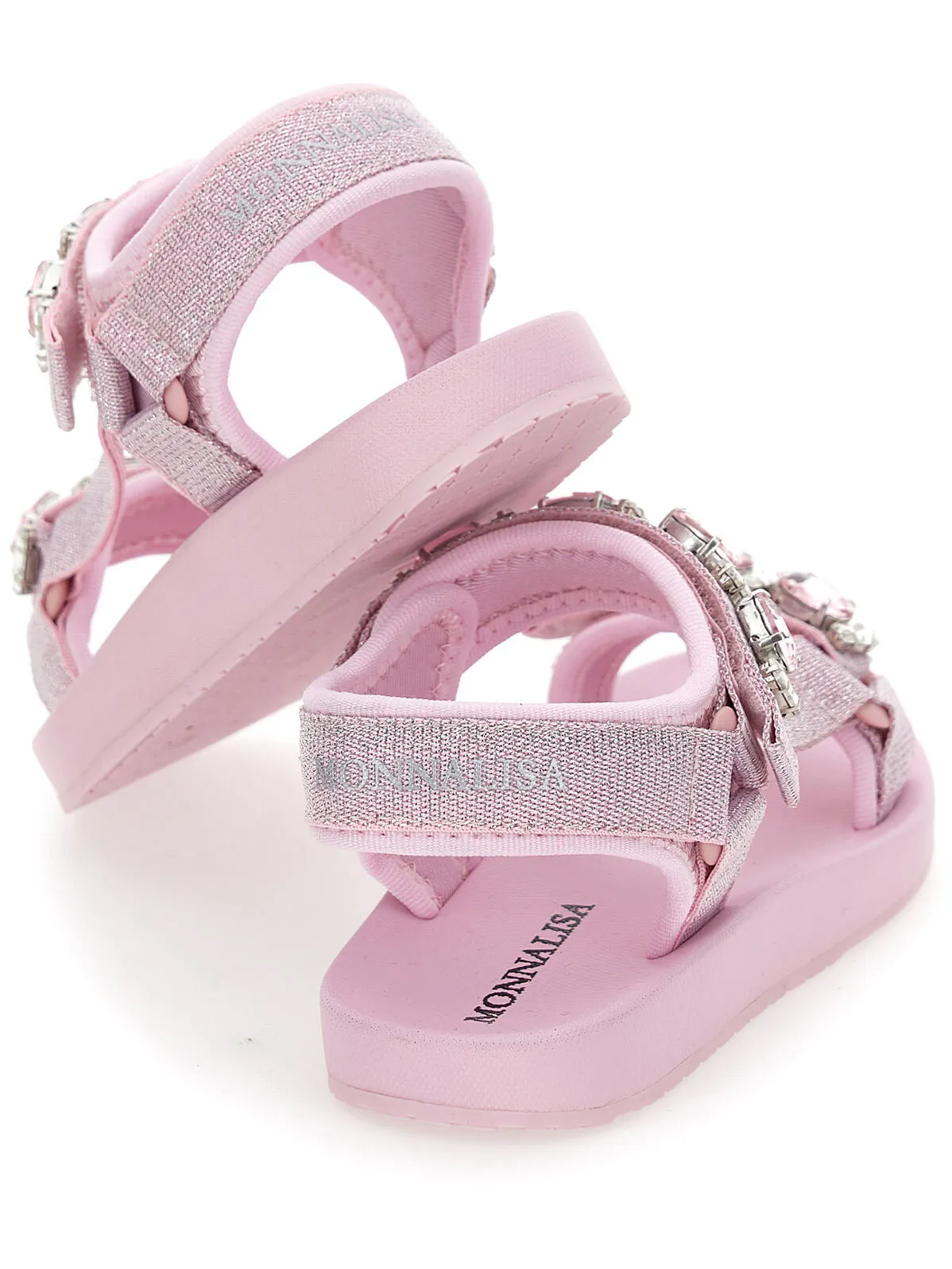 Monnalisa Hi-tech sandals with glam details-Pink