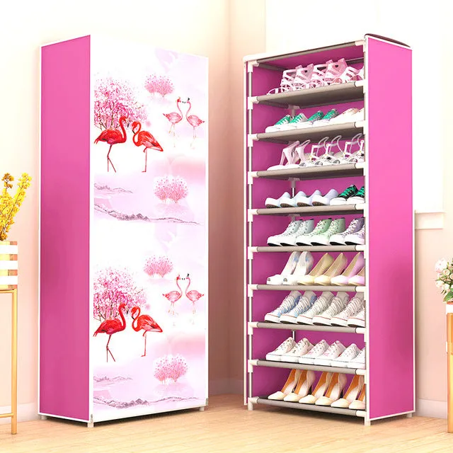 Multilayer Shoe Cabinet Dustproof Shoes Storage Easy to Install Space Saving Stand