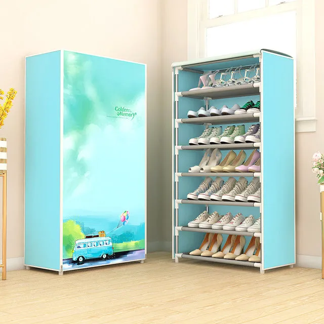 Multilayer Shoe Cabinet Dustproof Shoes Storage Easy to Install Space Saving Stand