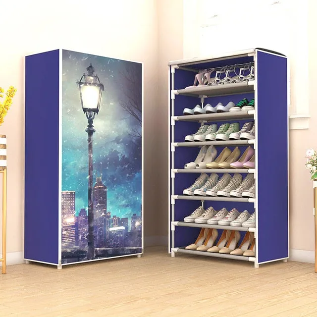 Multilayer Shoe Cabinet Dustproof Shoes Storage Easy to Install Space Saving Stand