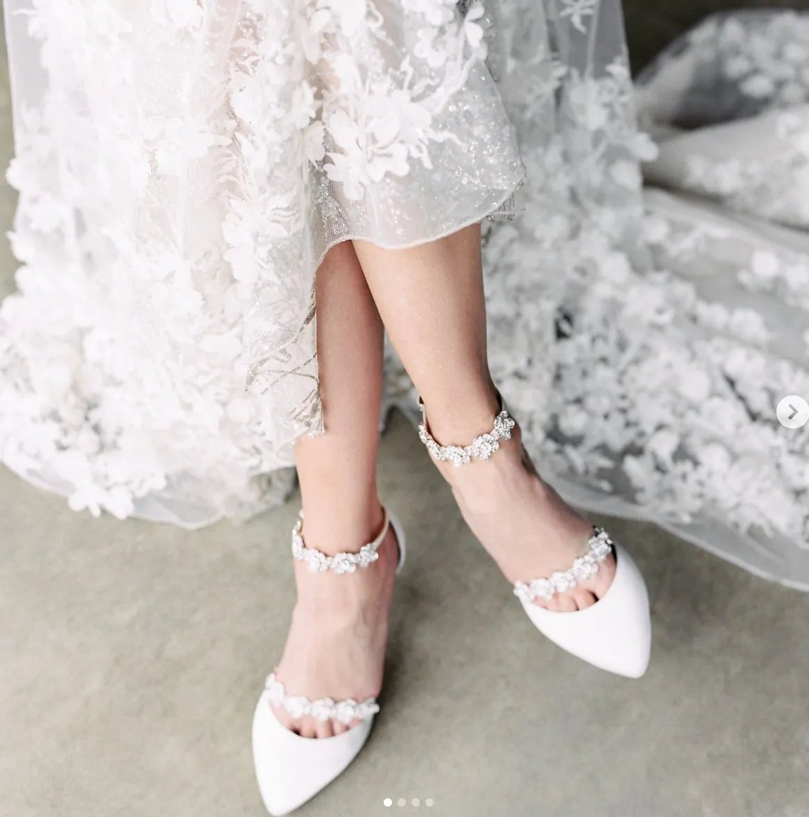 Olivia Heel - Ivory - Floral Crystal