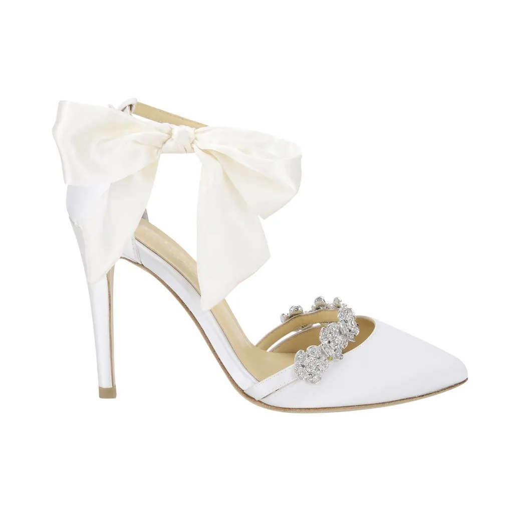 Olivia Heel - Ivory - Floral Crystal