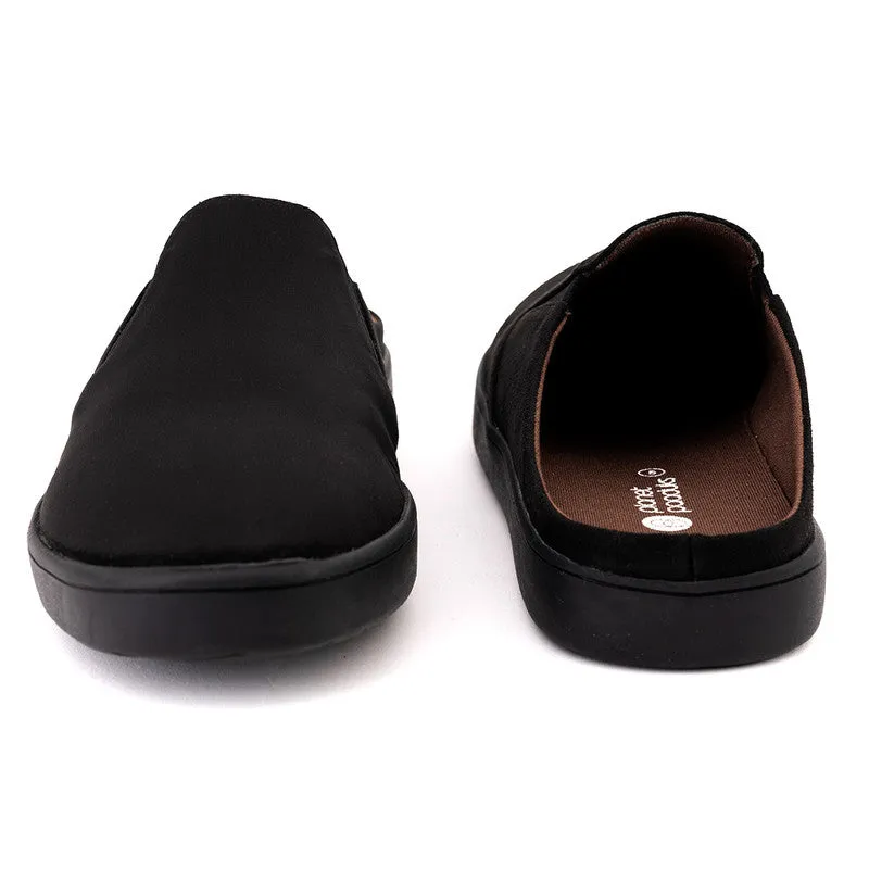 Paaduks Black Slip-Ons Mules for Women | Vegan Suede