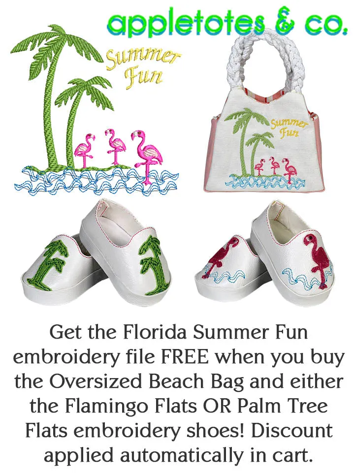 Palm Tree Flats ITH Embroidery Patterns for 18 Inch Dolls