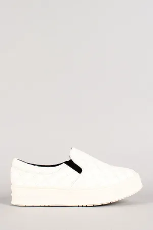 Quilted Leatherette Slip On Sneaker