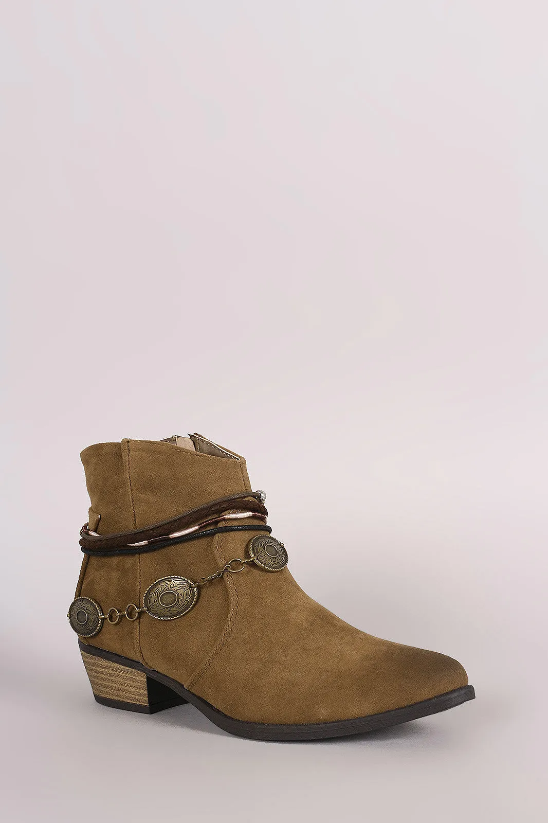 Qupid Suede Anklet Western Ankle Boots