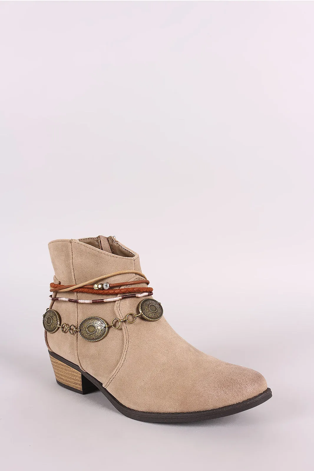 Qupid Suede Anklet Western Ankle Boots