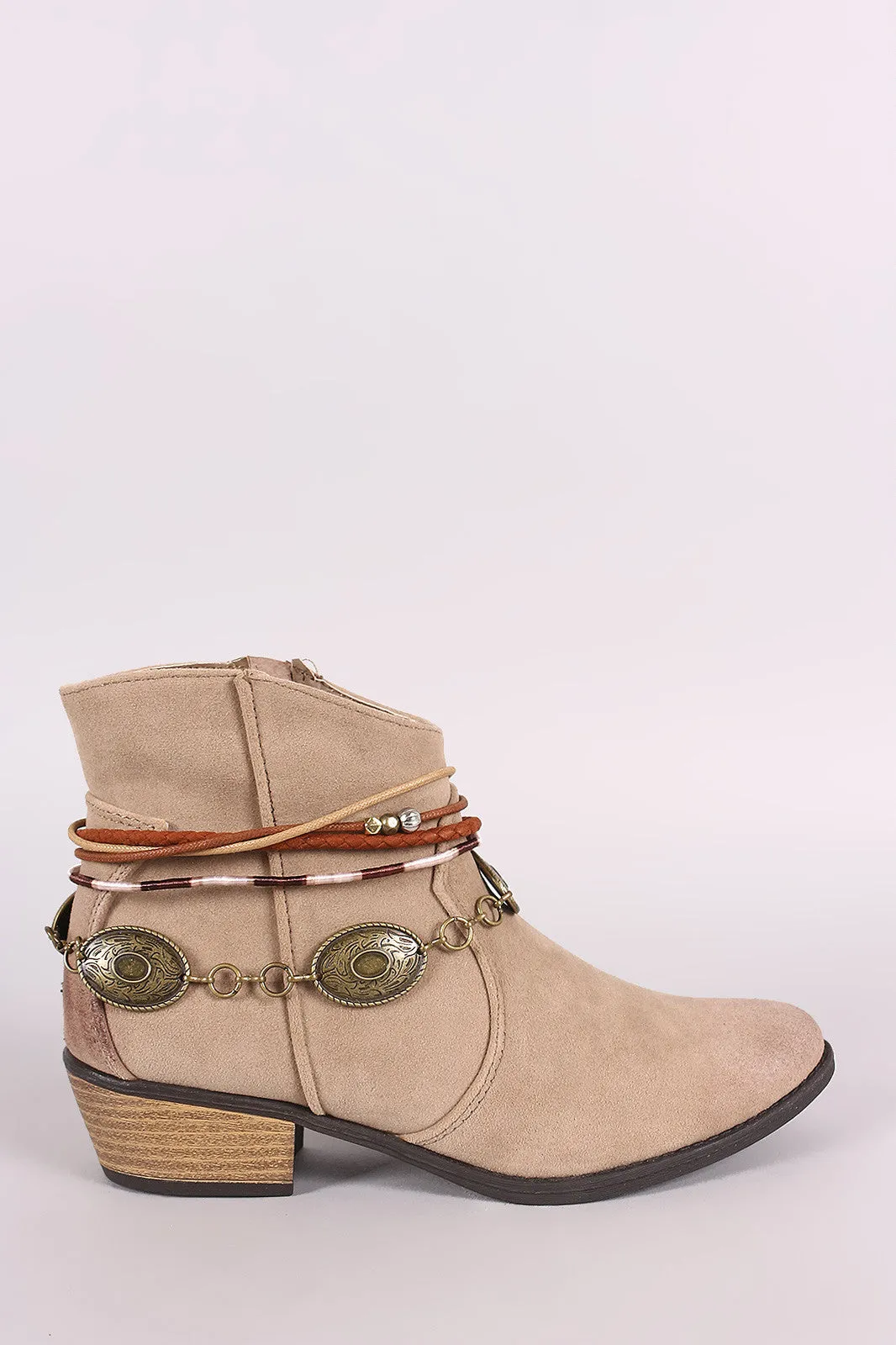 Qupid Suede Anklet Western Ankle Boots