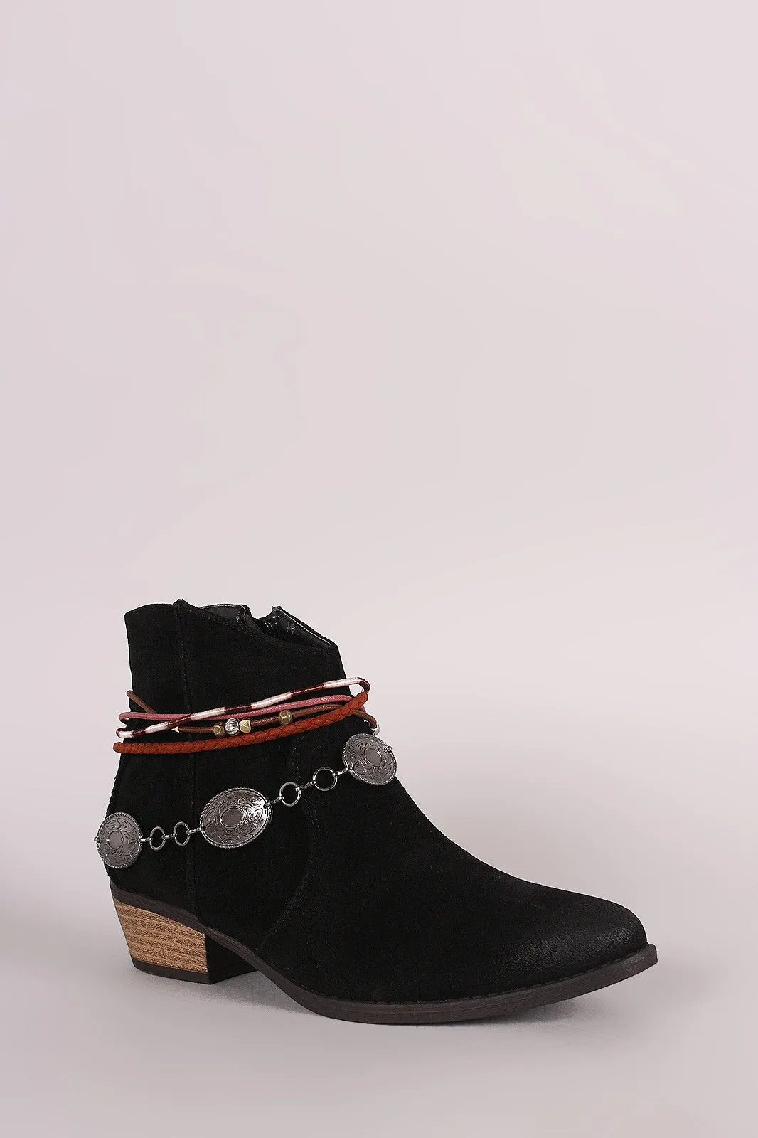 Qupid Suede Anklet Western Ankle Boots