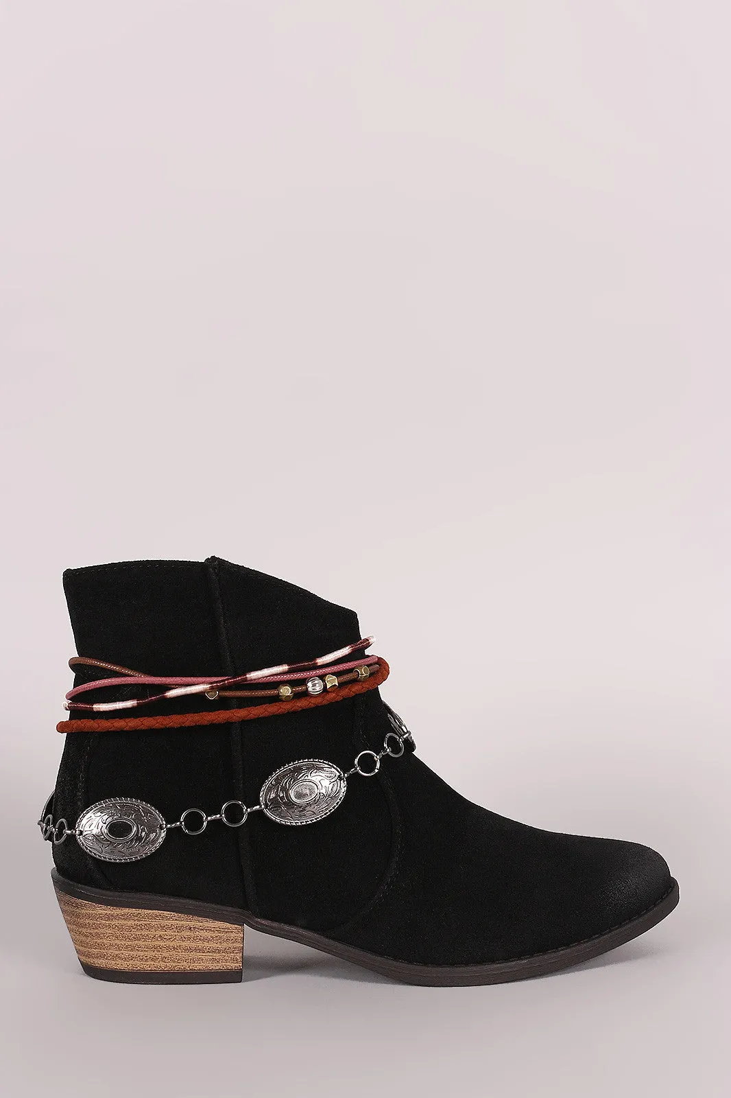 Qupid Suede Anklet Western Ankle Boots