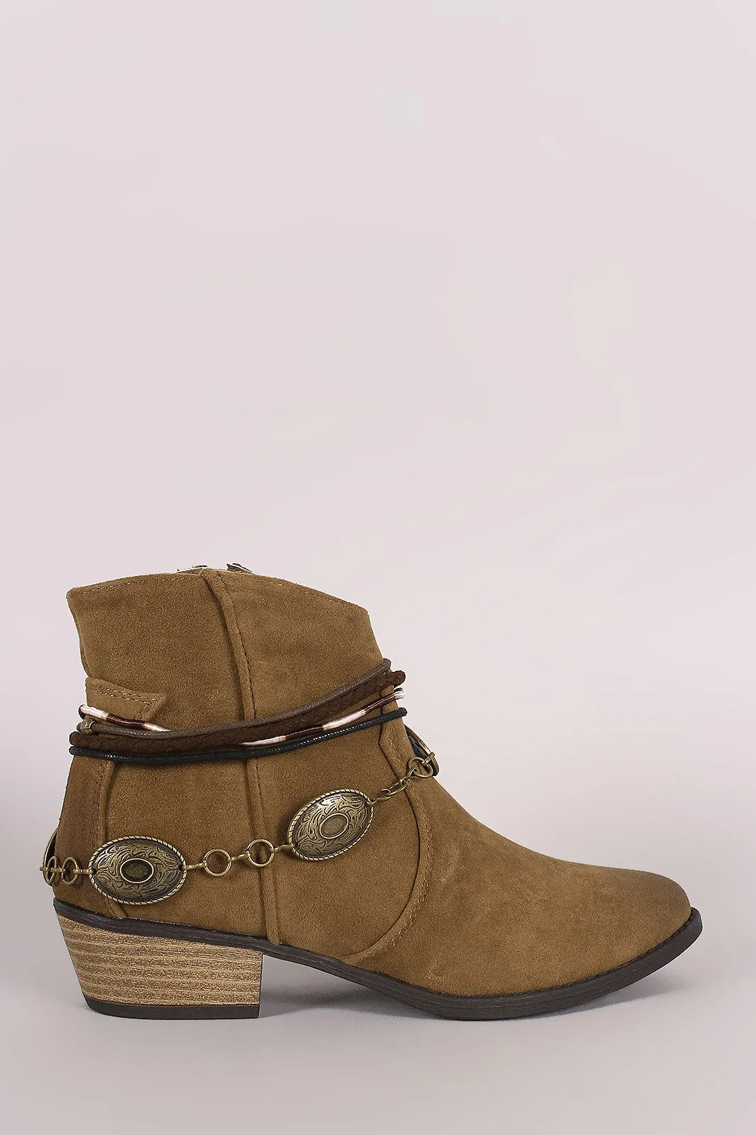 Qupid Suede Anklet Western Ankle Boots