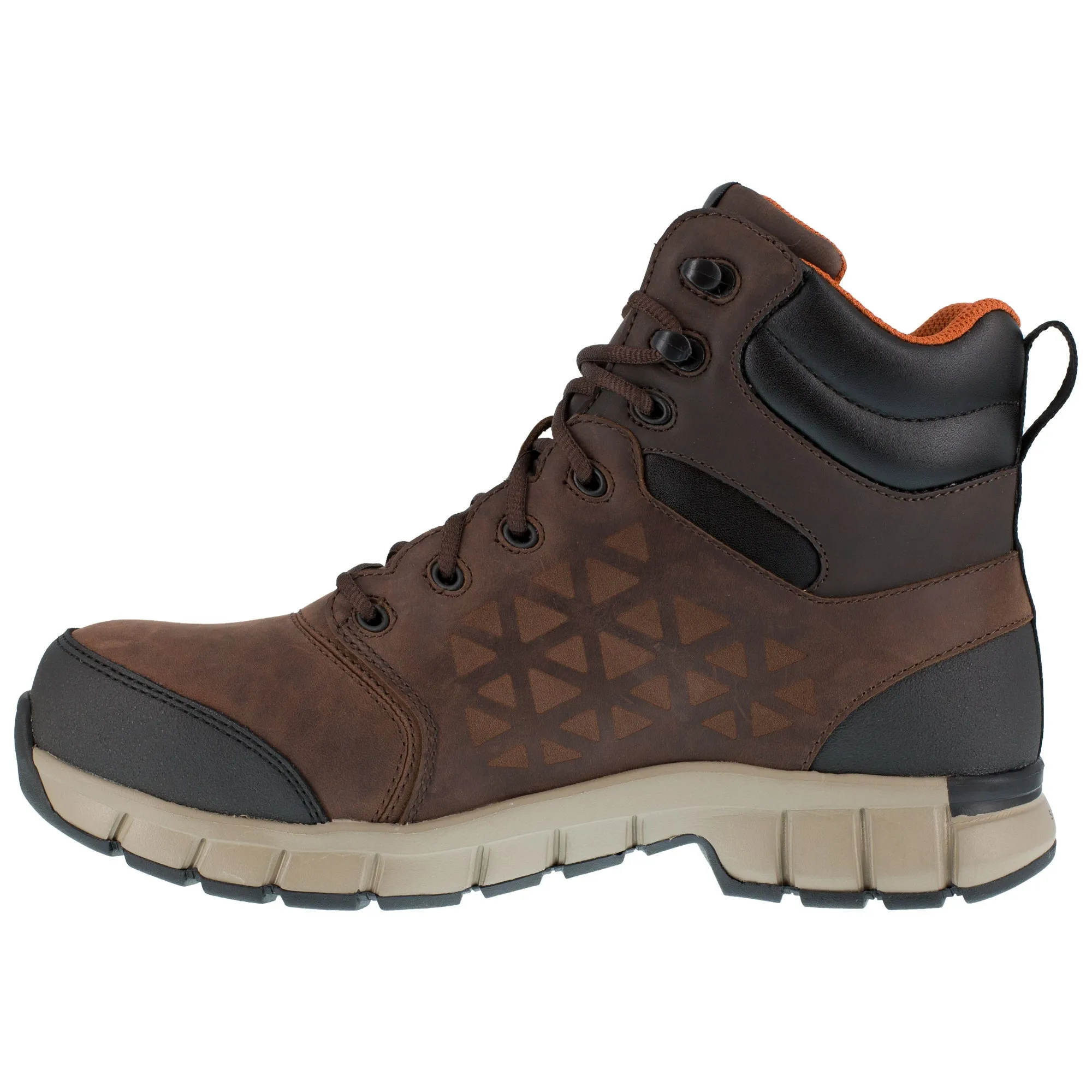 Reebok Mens Brown Leather Work Boots Sublite Cushion Work 6in CT