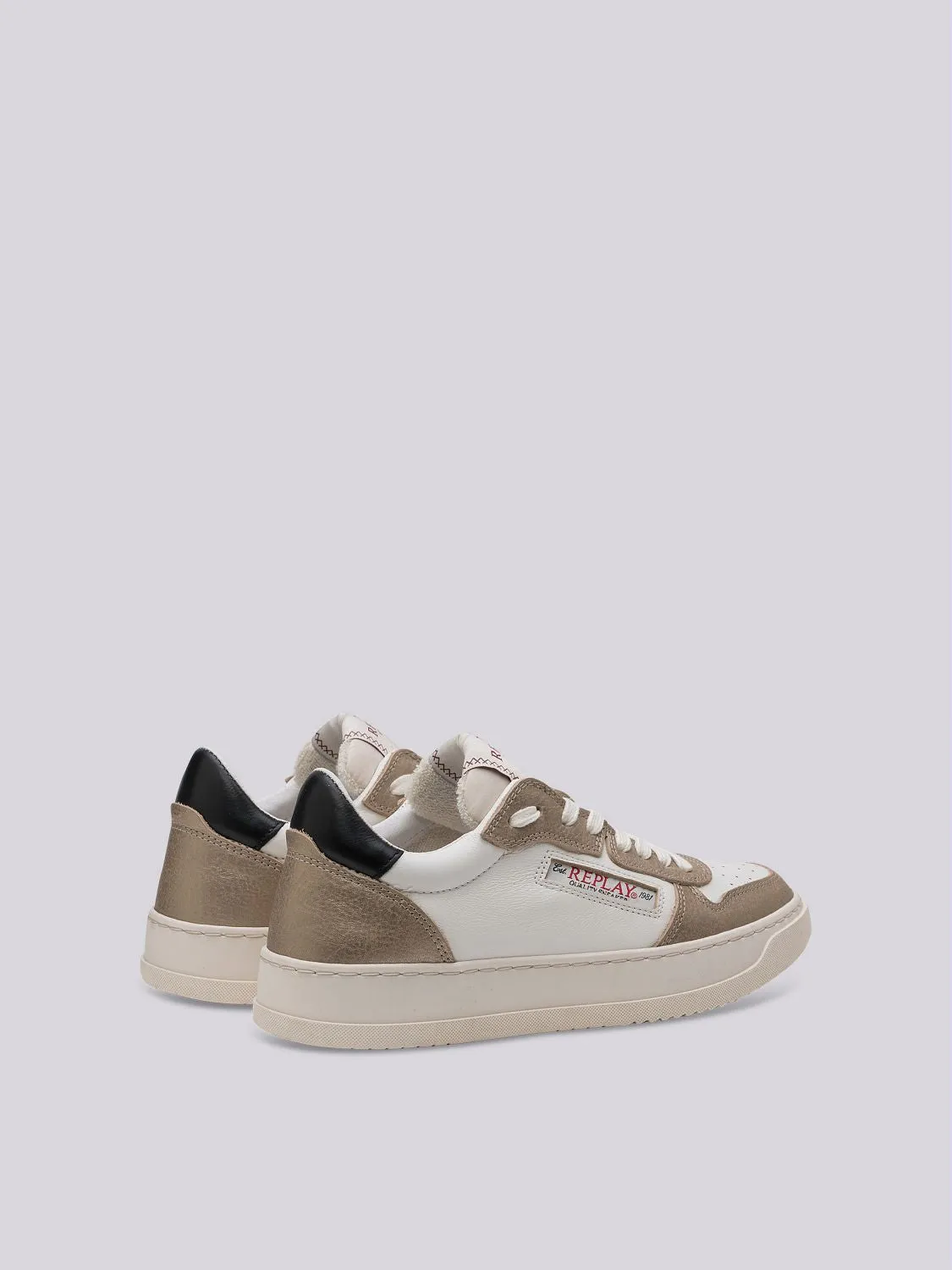 RELOAD W MIXED  LOW LEATHER SNEAKERS WITH LACES