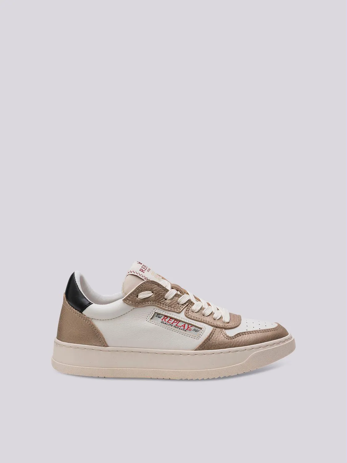 RELOAD W MIXED  LOW LEATHER SNEAKERS WITH LACES