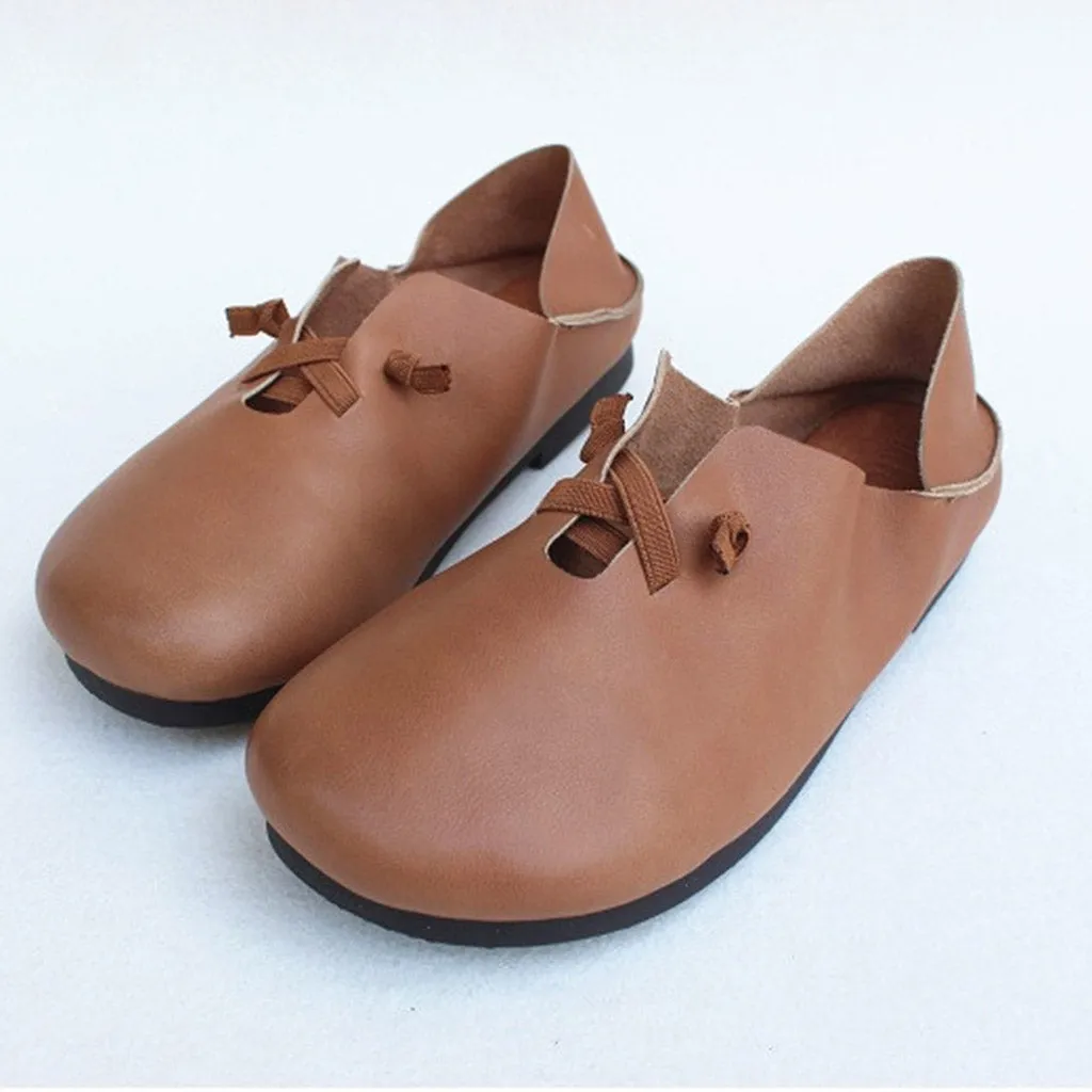 Retro Leather Elastic Soft Flats 35-41