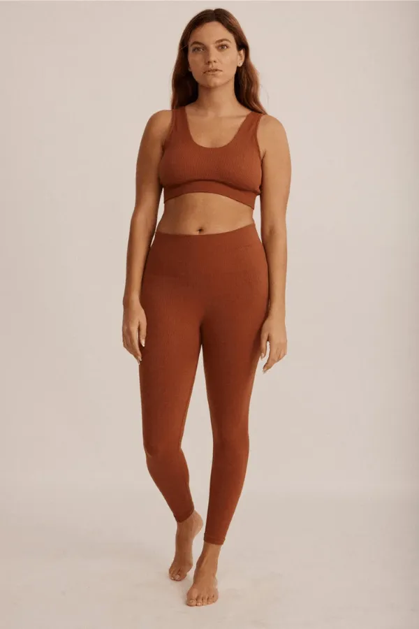 Ribbed 7/8 Legging - Cinnamon