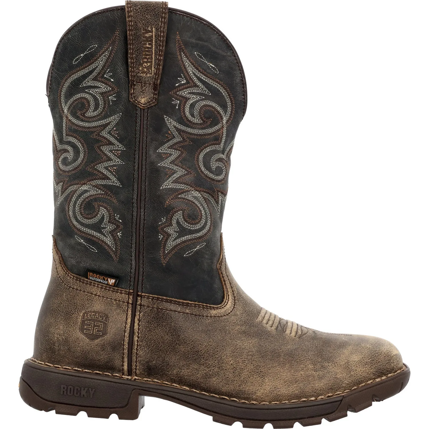 Rocky Mens Brown Leather WP Legacy 32 Cowboy Boots