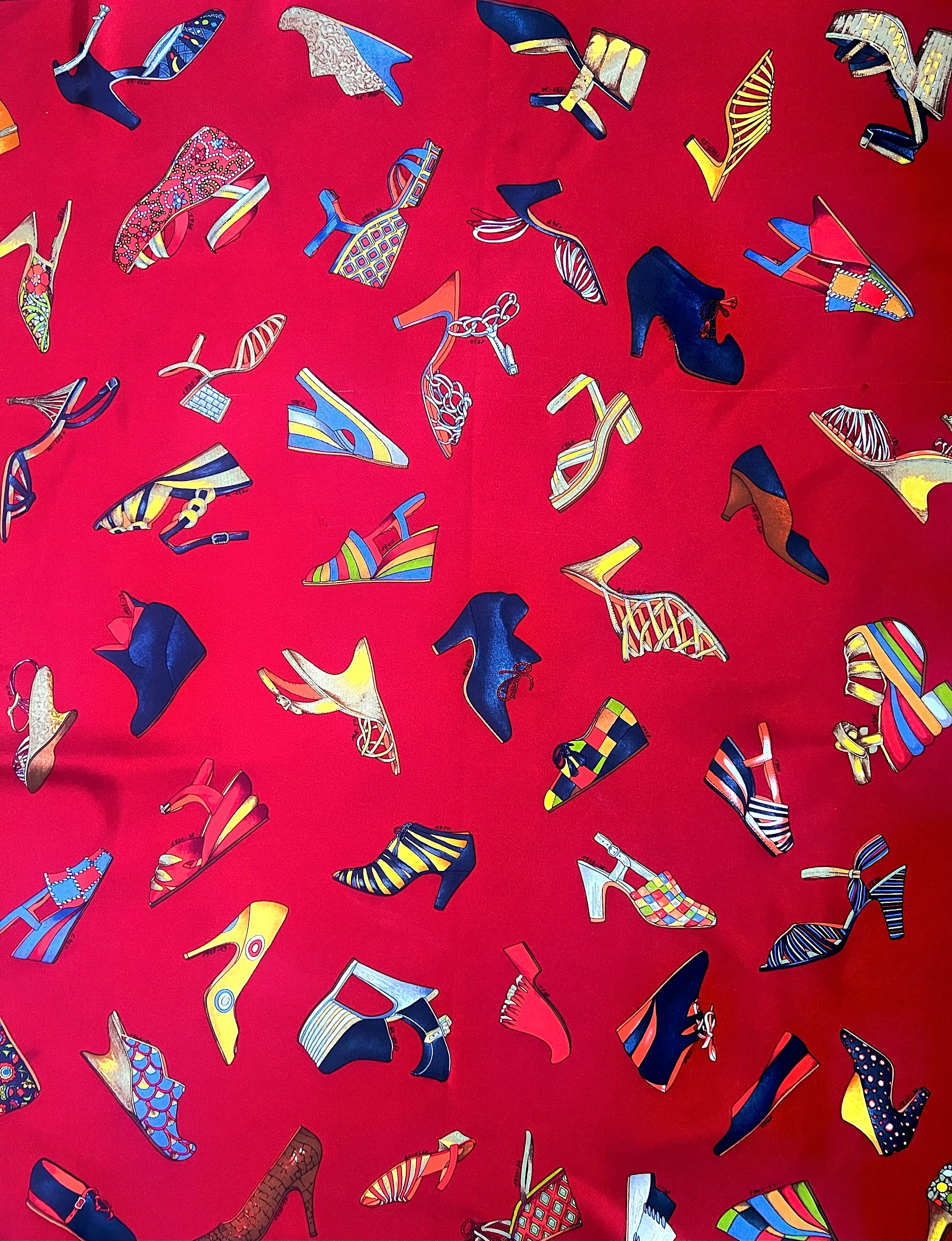 Salvatore Ferragamo Iconic Red Shoe Print Square Silk Twill Scarf