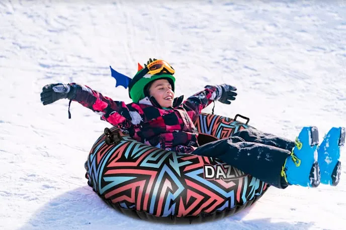 Snow Tube 47 Inch Durable Large Inflatable Snow Sled with Reinforced Handle - Heavy Duty