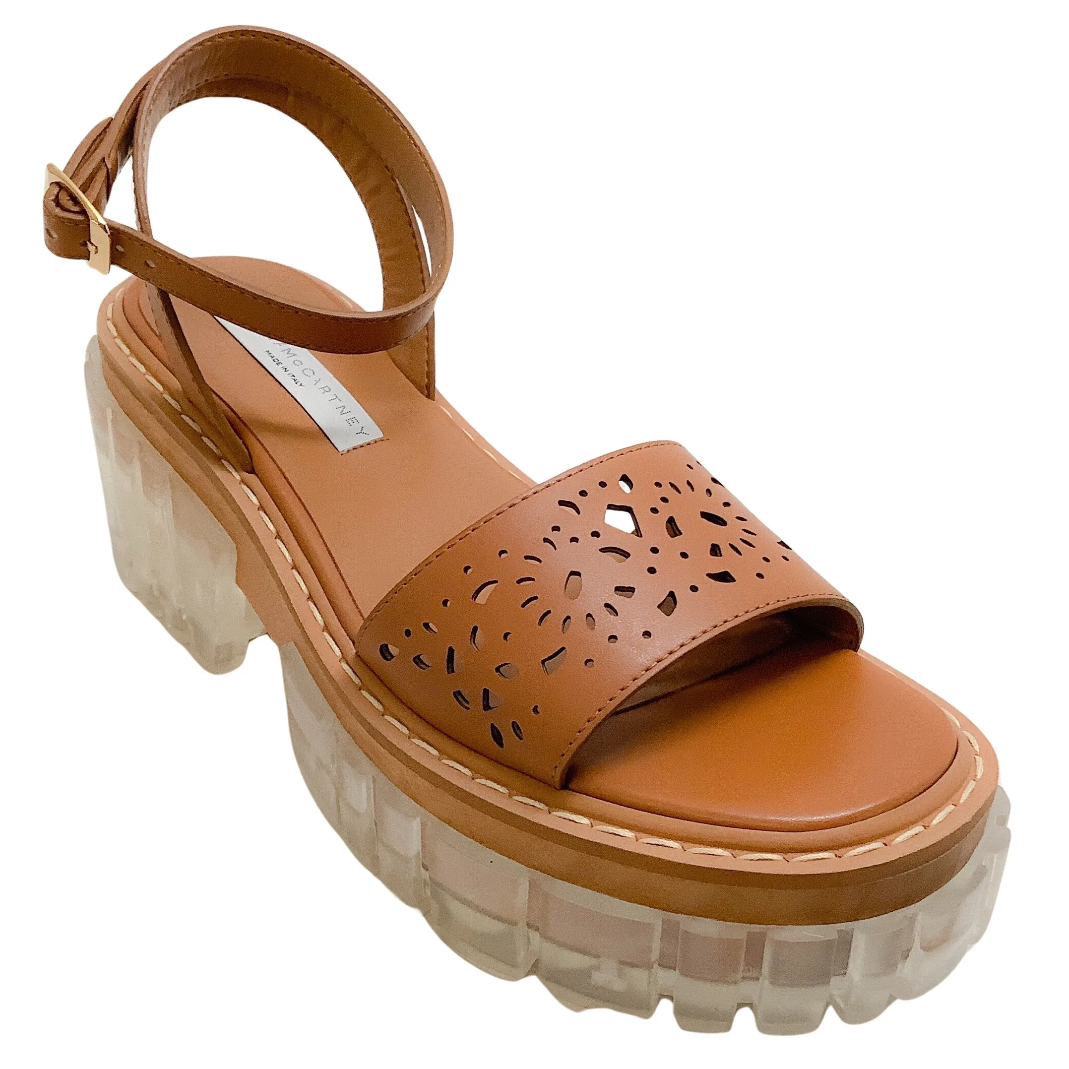 Stella McCartney Cognac Cut Out Emilie Platform Sandals