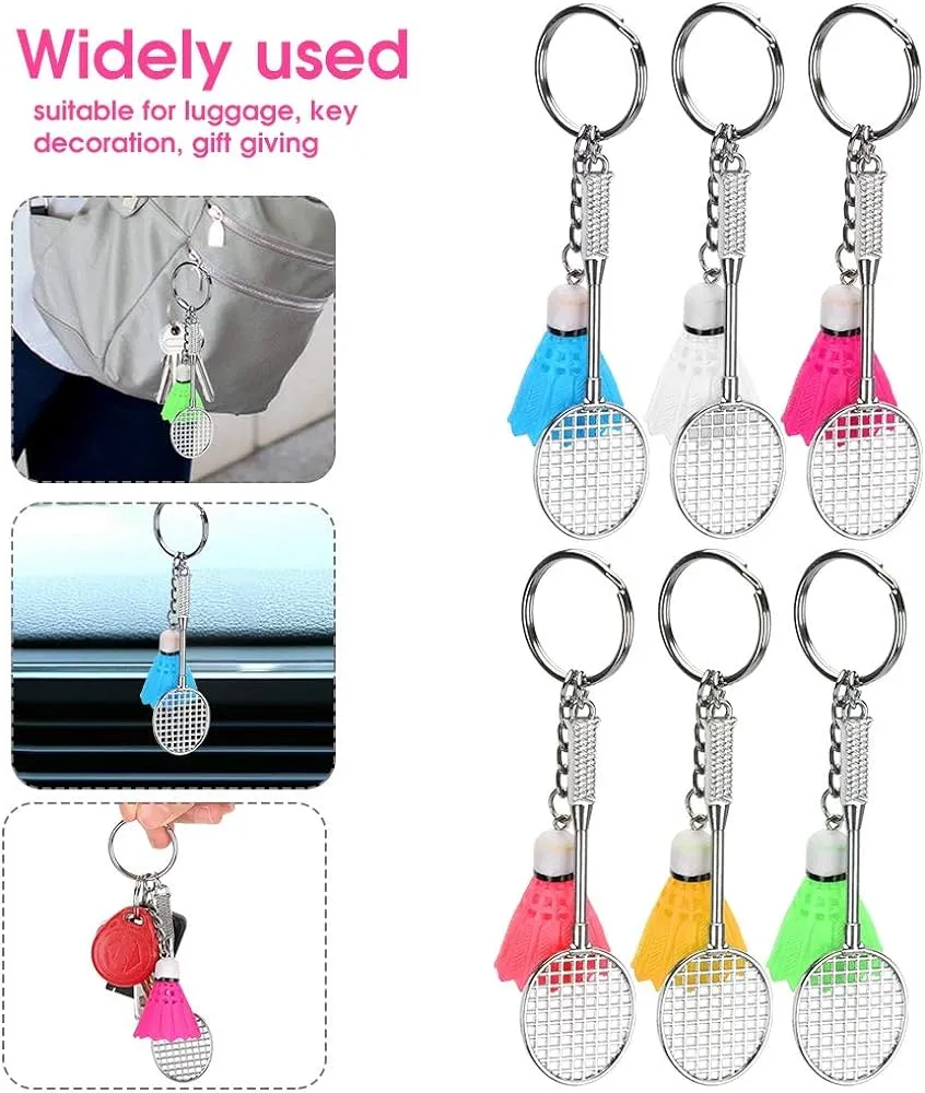 Stylish Metal Badminton Keychain Light Pink