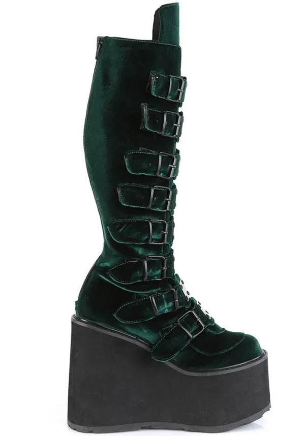 SWING-815 [Emerald Velvet] | PLATFORM BOOTS [PREORDER]